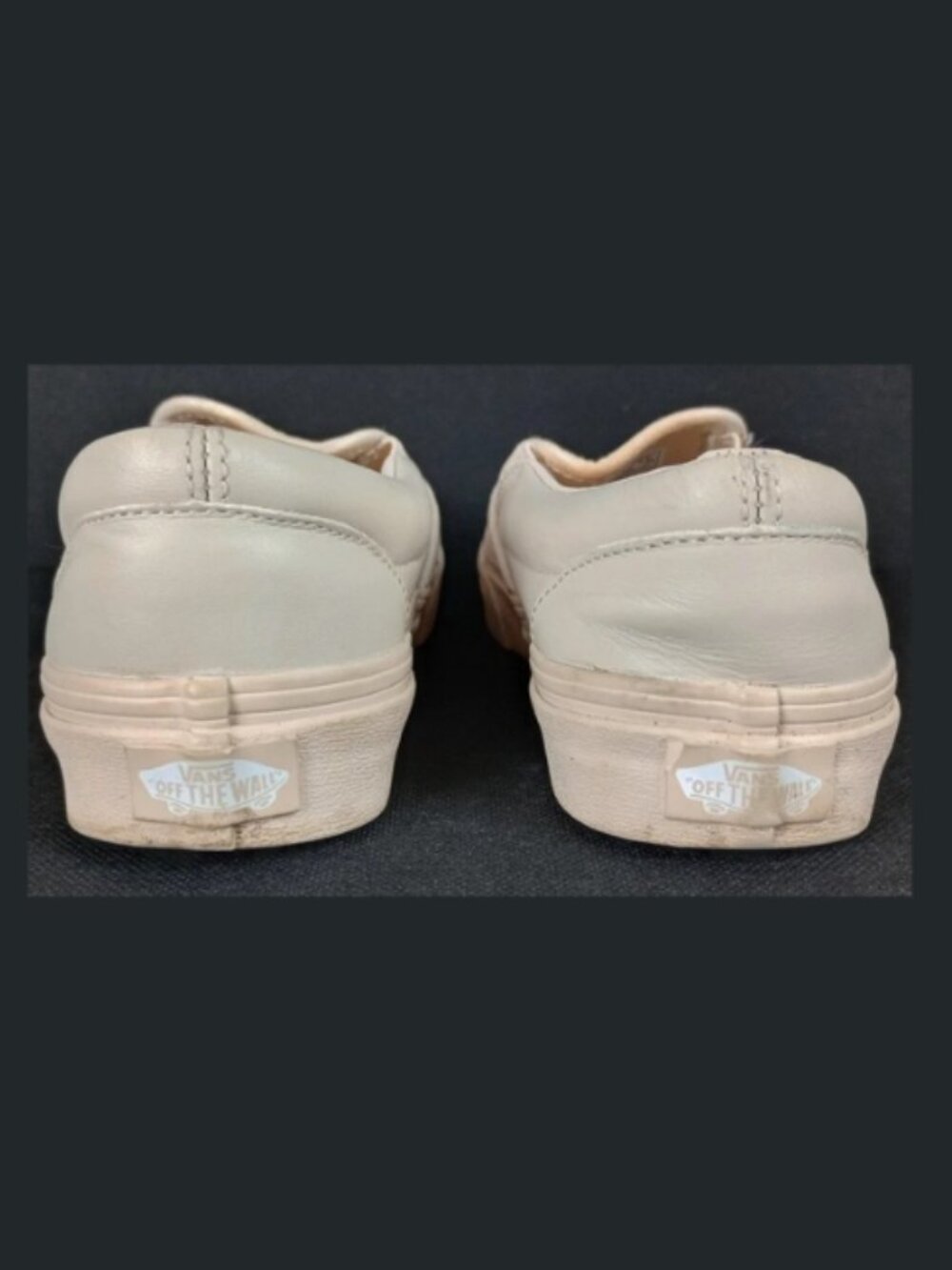 Vans Off the Wall Womens 6.5 Beige Tan Leather Slip On Loafer Shoes - Picture 11 of 13